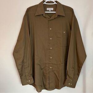 Vintage Yves Saint Laurent YSL Men's Brown Button Up Dress Shirt, 16 1/2, 34-35